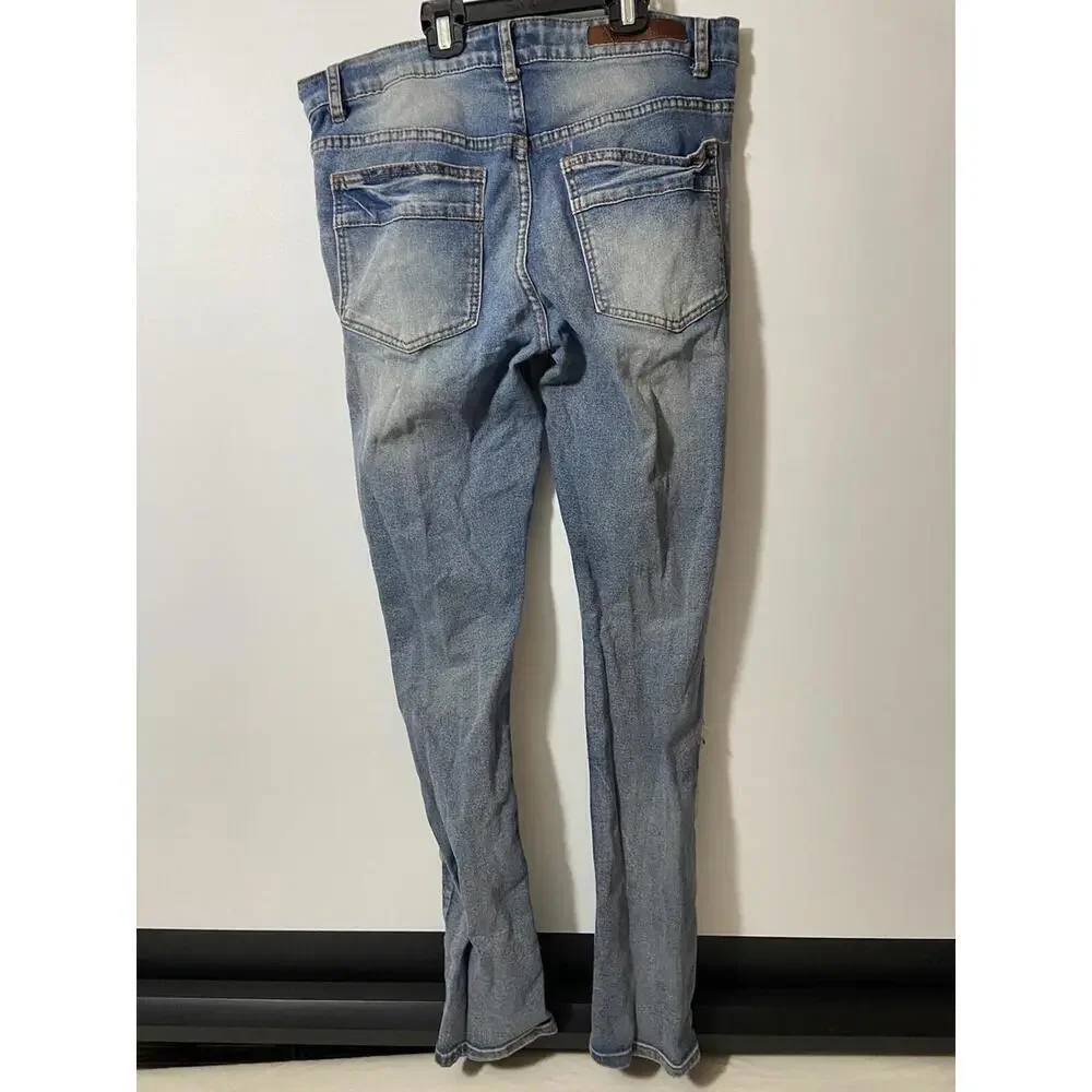 M.Society Men's Size 32X32 Super Stretch Skinny Fit Camo Denim Light Wash Jeans